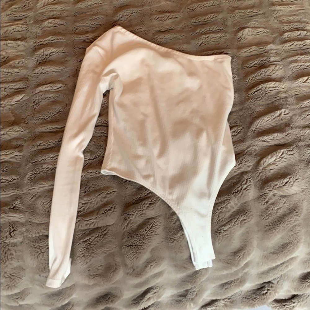 White one shoulder bodysuit